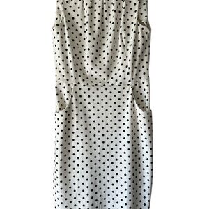 Chaps Cream Polka Dot Sleeveless Midi Dress